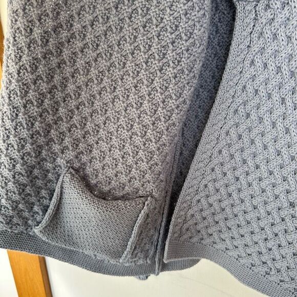 Irelandseye Women’s Virgin Wool Dove Grey Blue Chunky Knit Asymmetrical Zip Card - Picture 12 of 14